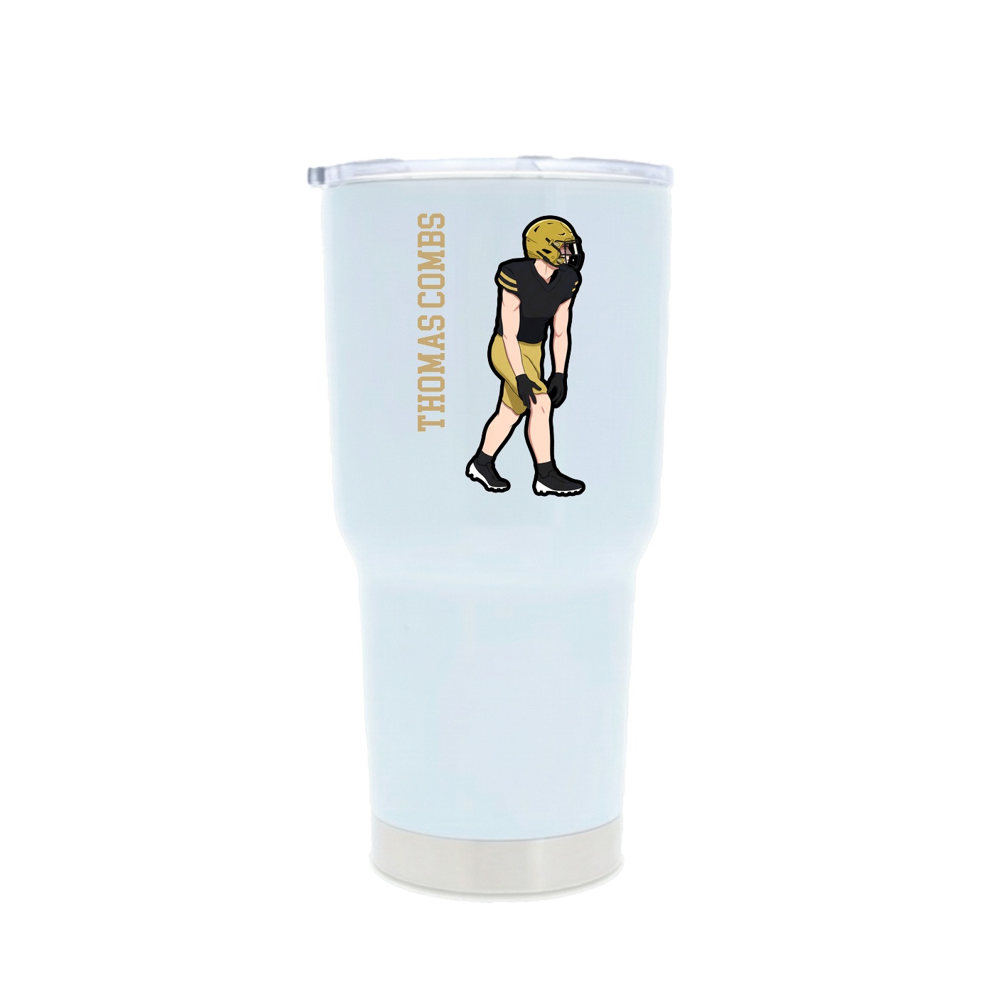 30oz Stainless Steel Tumbler — Name Vertical in White