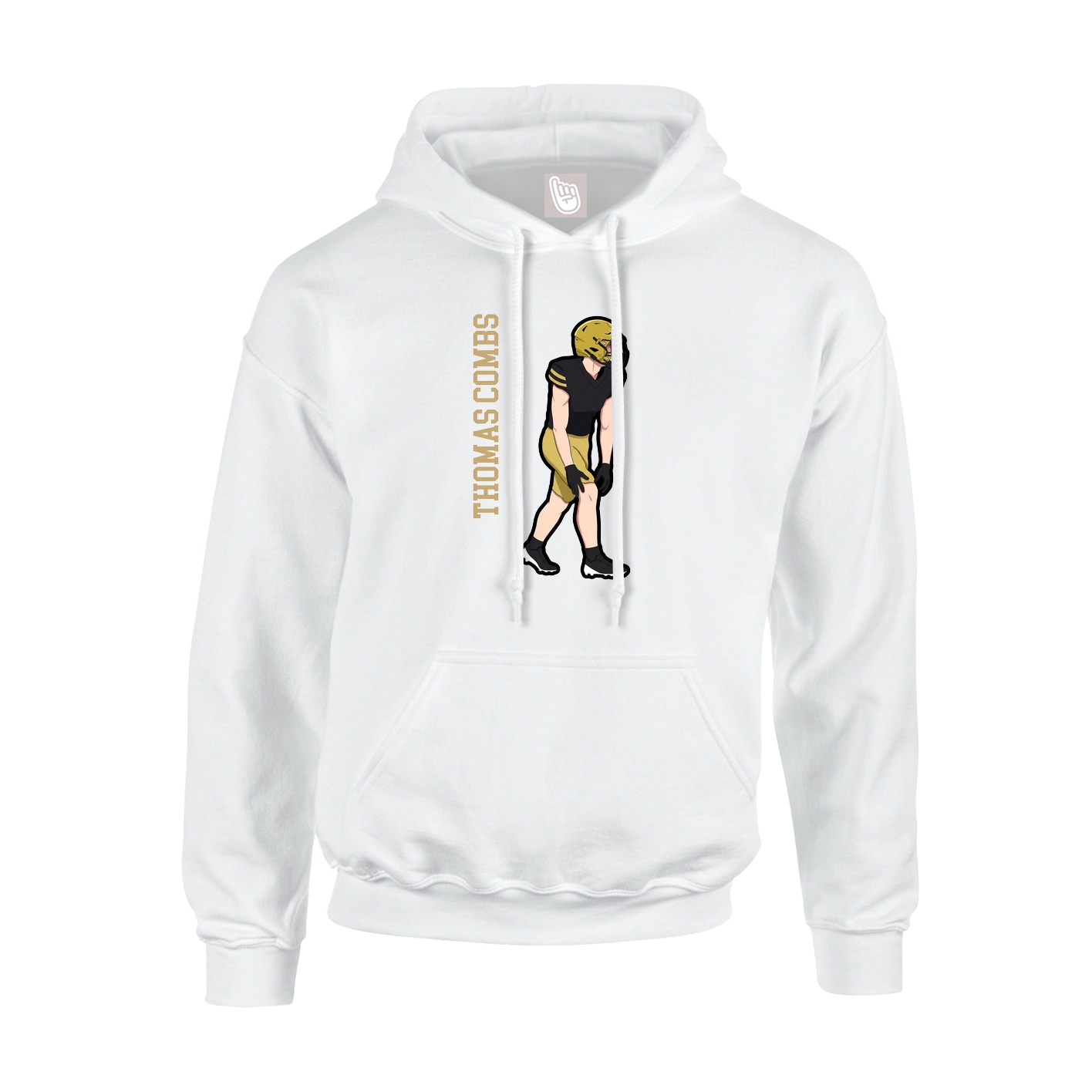 Youth Hoodie — Name Vertical in White