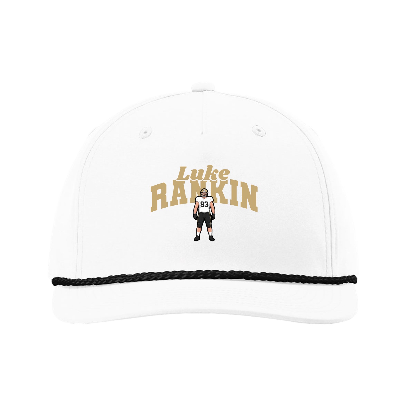 Five-Panel Classic Rope Cap — Signature Arch in White