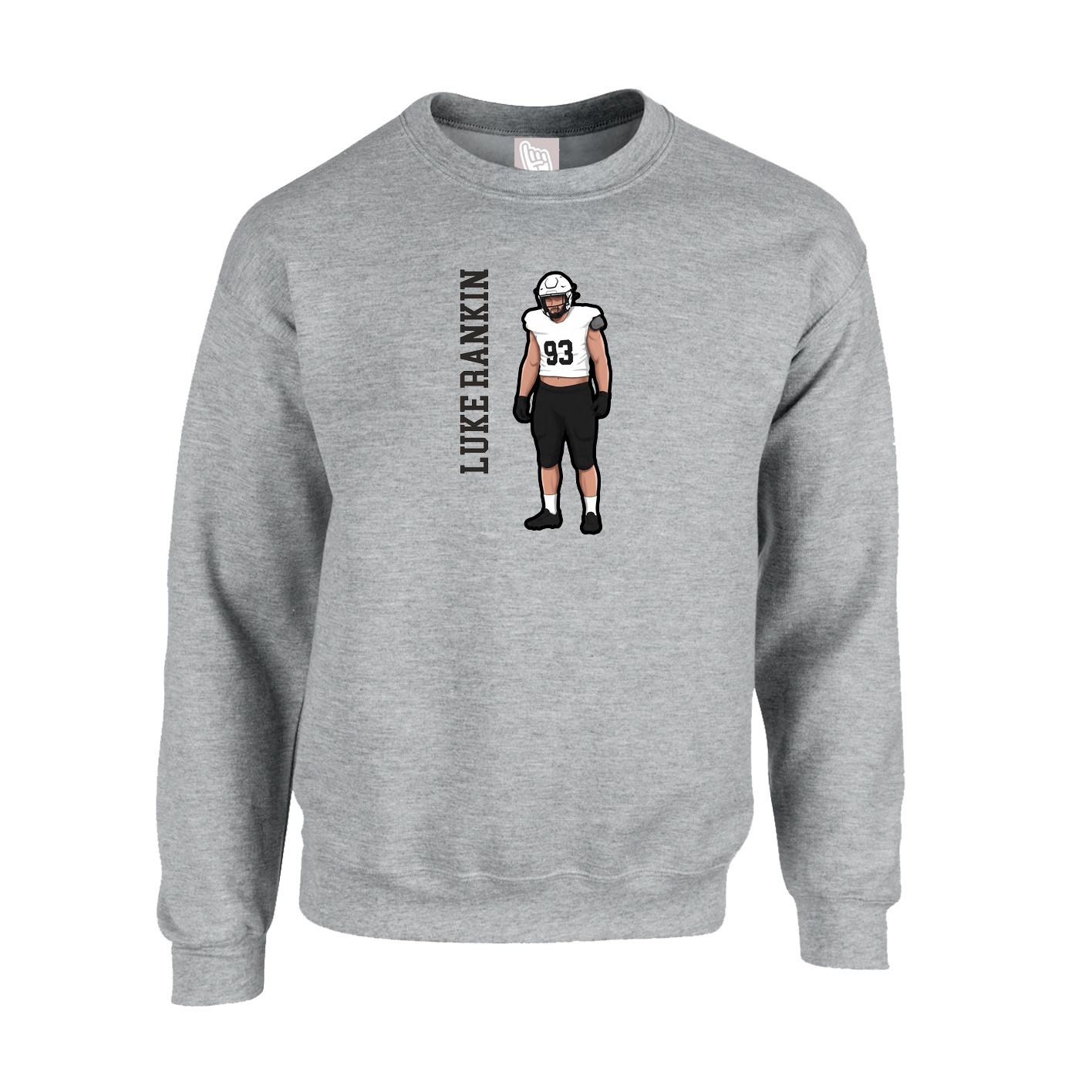 Fleece Crew — Name Vertical in Grey
