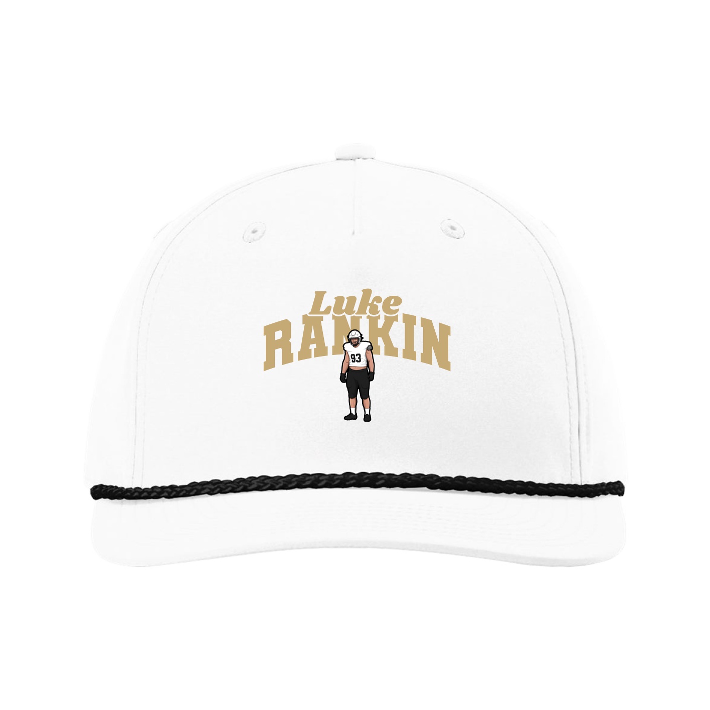 Five-Panel Classic Rope Cap — Signature Arch in White