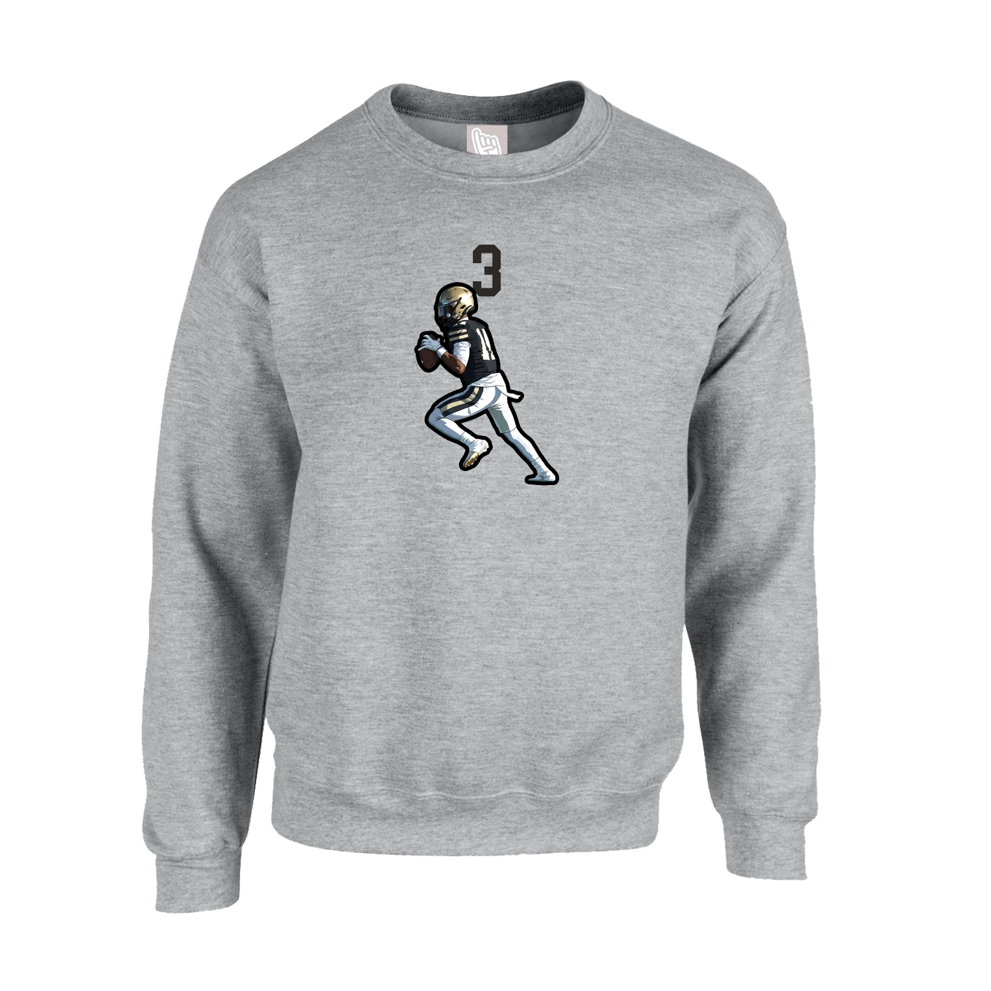 Fleece Crew — Number Top in Grey