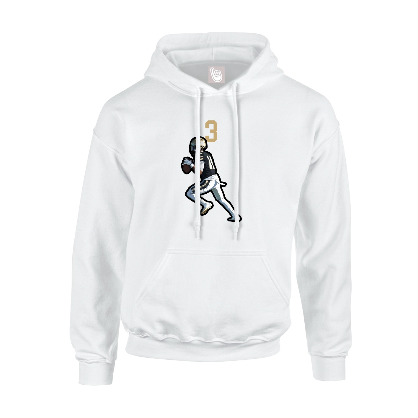 Youth Hoodie — Number Top in White