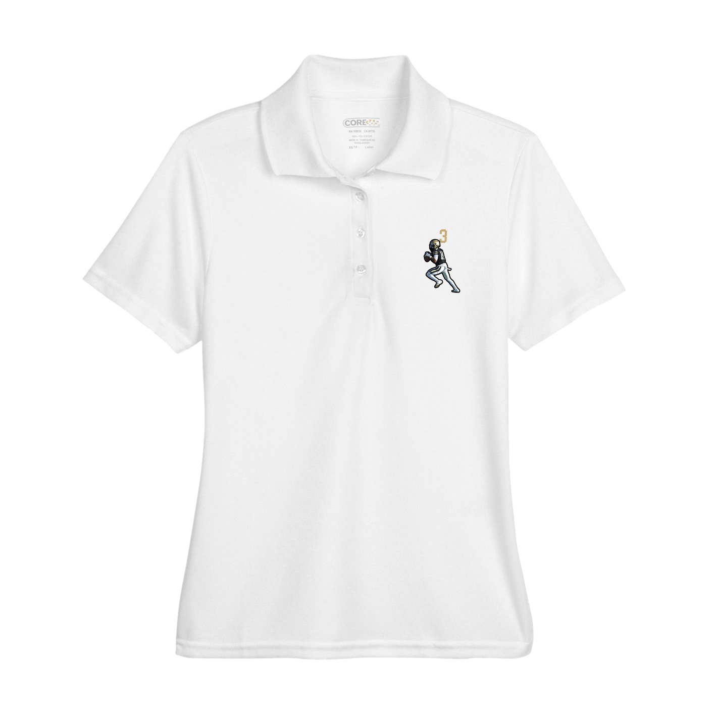 Womens Performance Polo — Number Top in White
