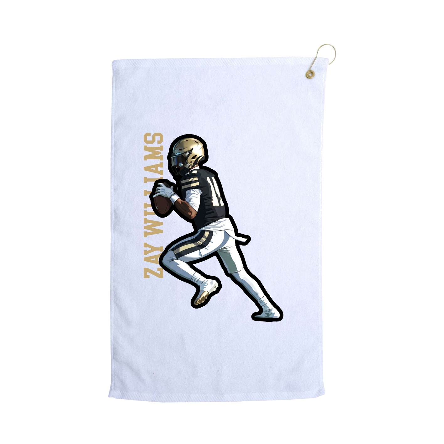 Golf Towel — Name Vertical in White