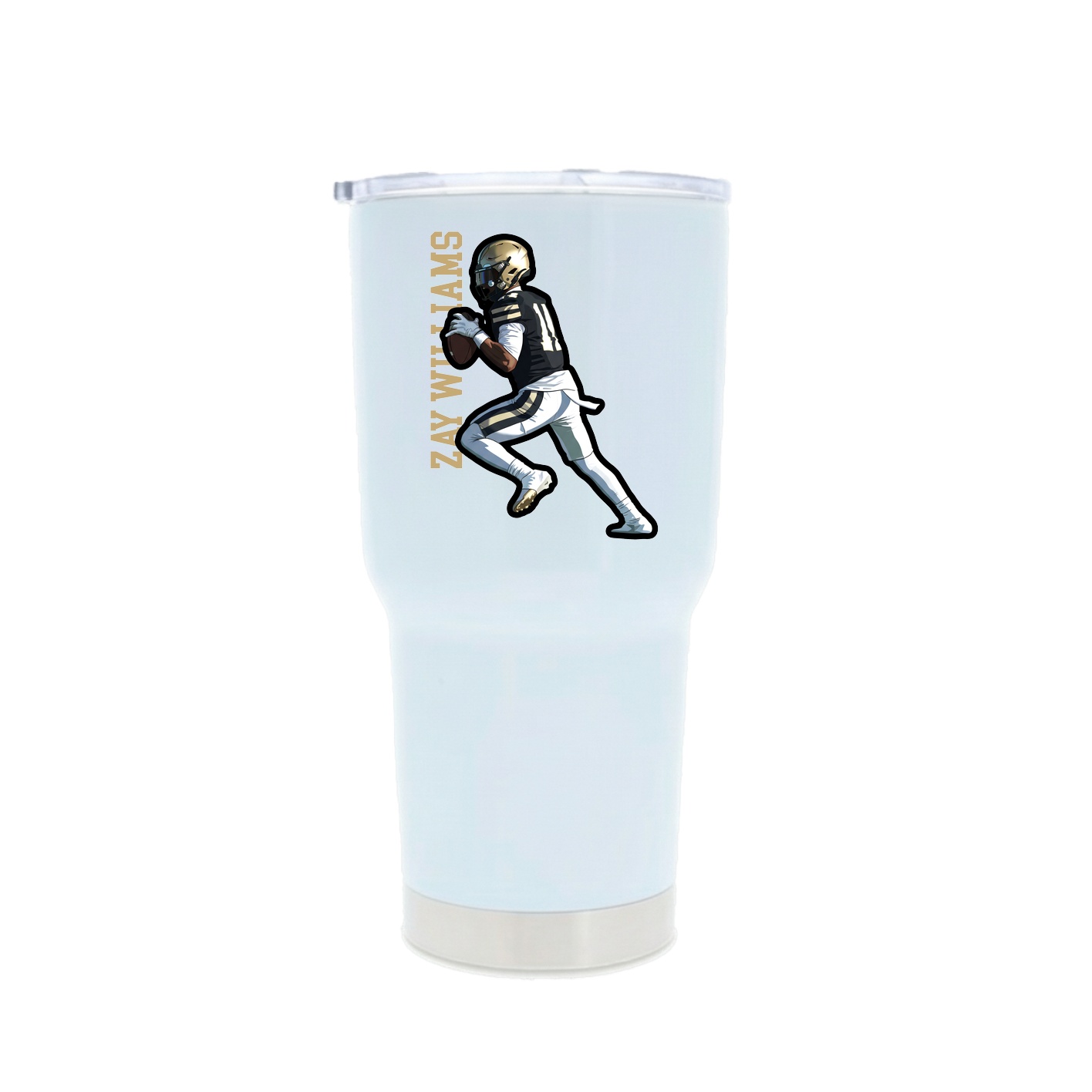 30oz Stainless Steel Tumbler — Name Vertical in White