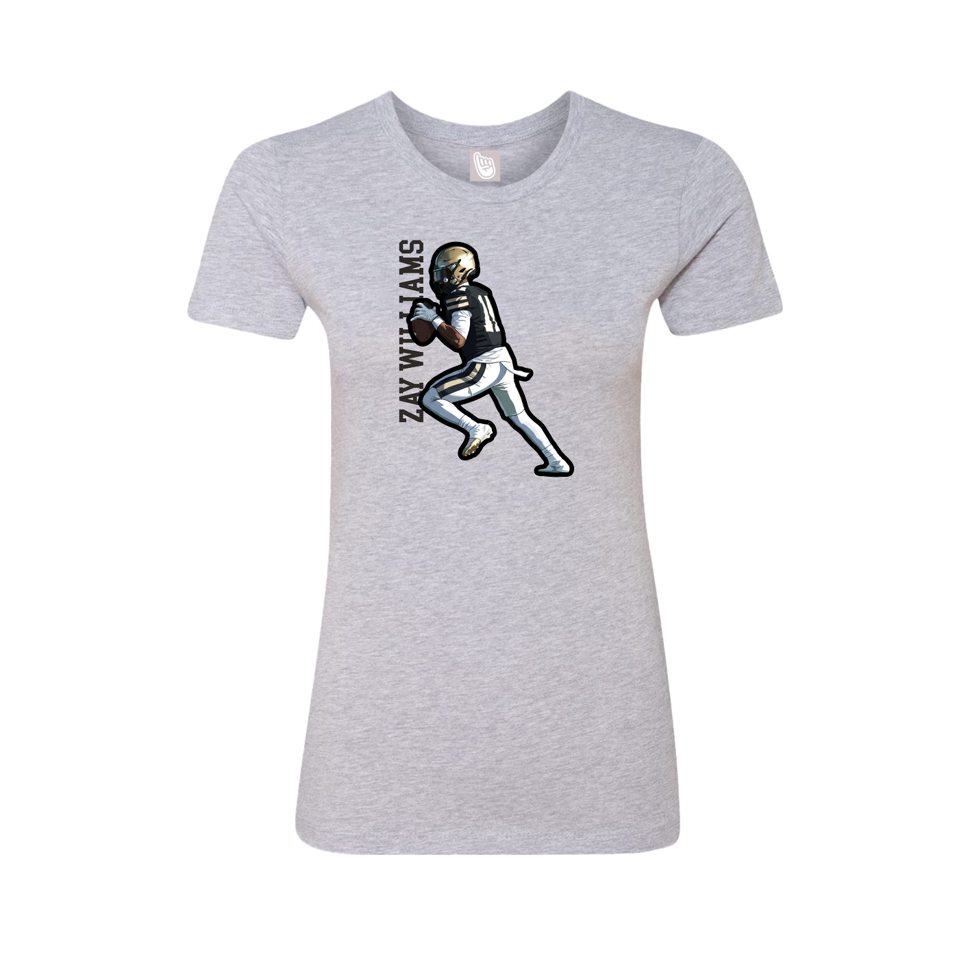 Fitted Women's Tee — Name Vertical in Grey