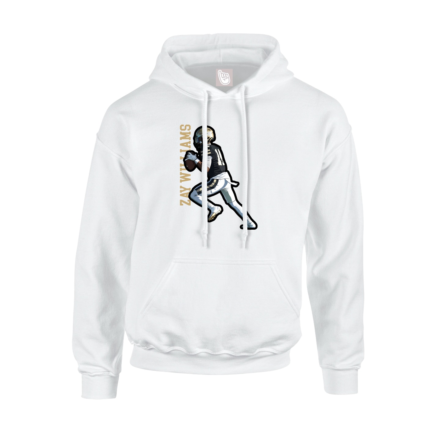 Youth Hoodie — Name Vertical in White