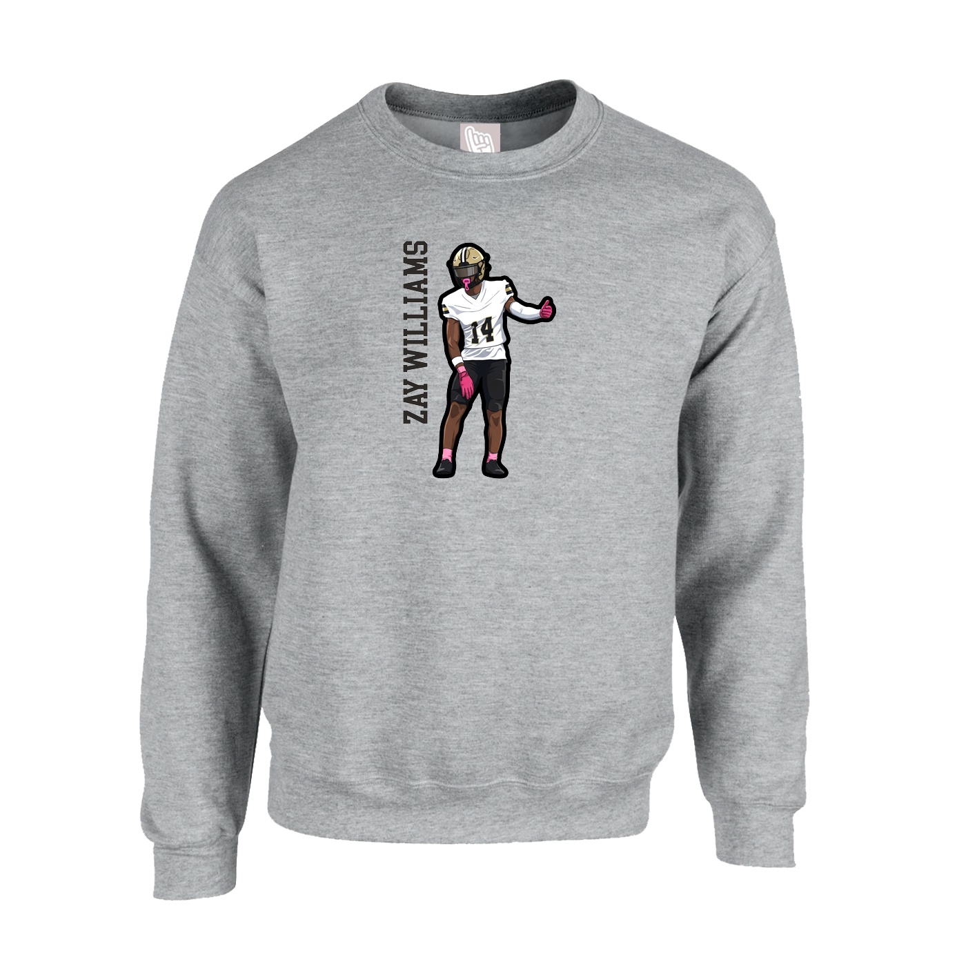Fleece Crew — Name Vertical in Grey