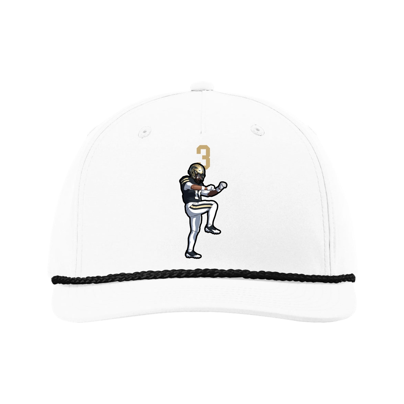 Five-Panel Classic Rope Cap — Number Top in White
