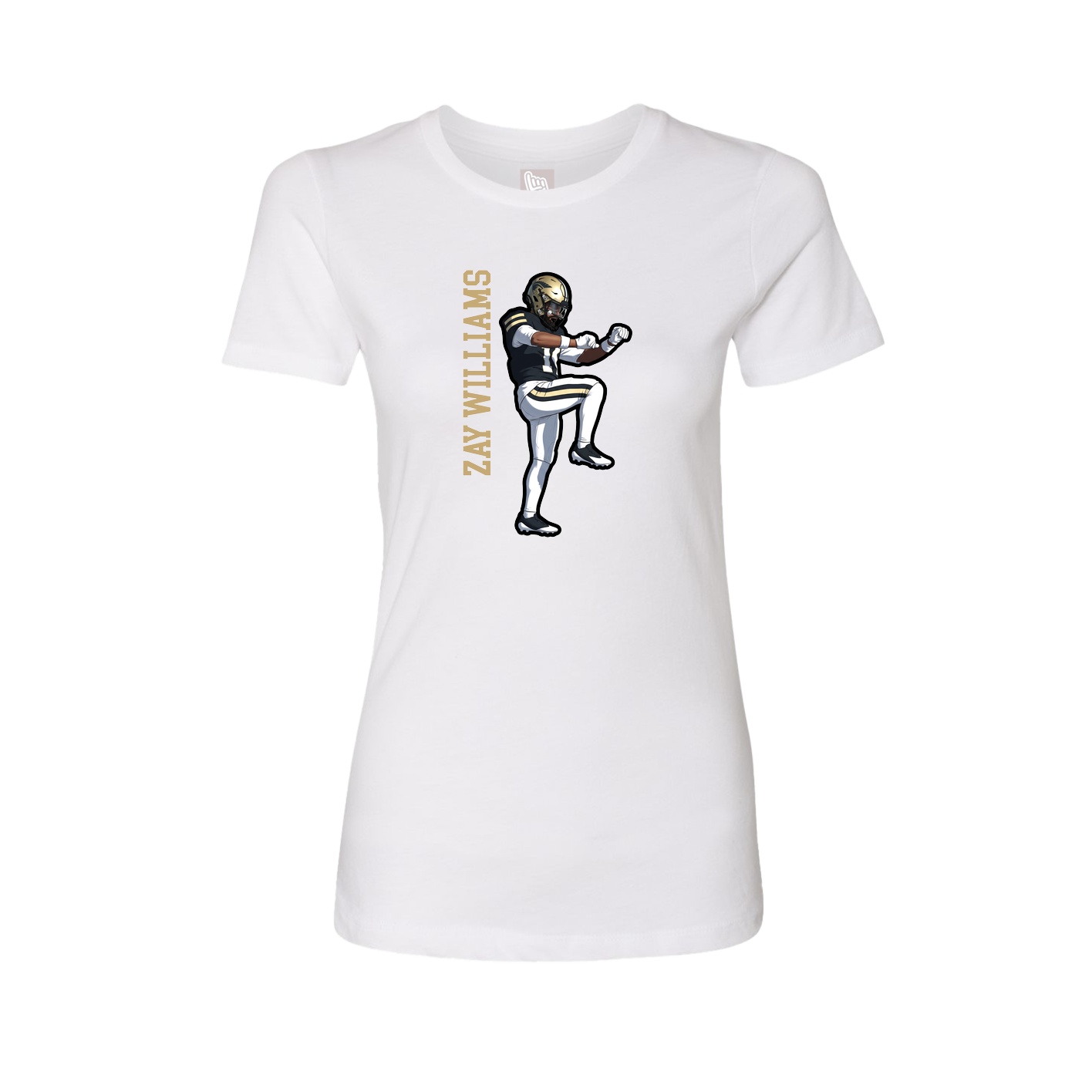 Fitted Women's Tee — Name Vertical in White