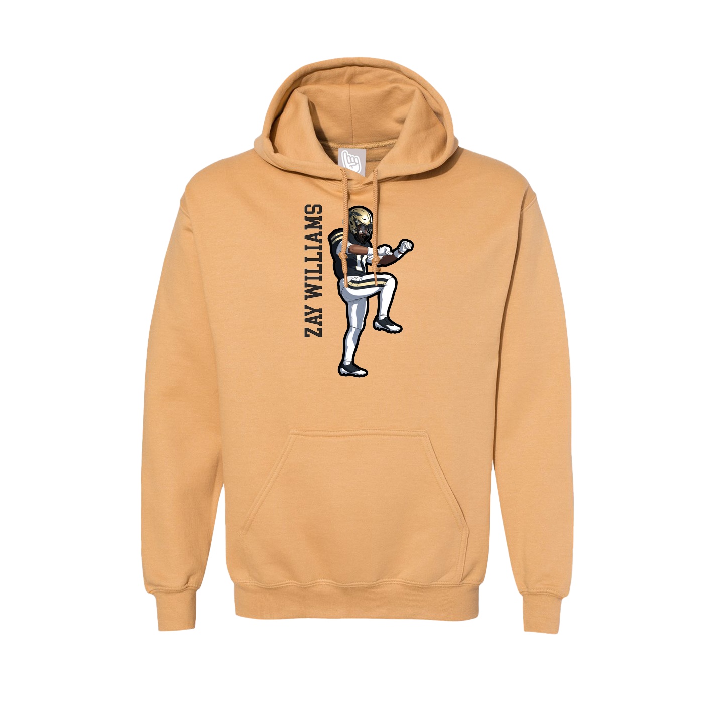 Hoodie — Name Vertical in Vegas Gold