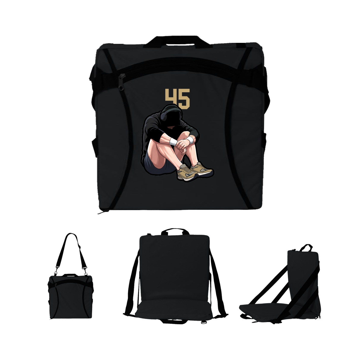 Folding Stadium Seat — Number Top in Black