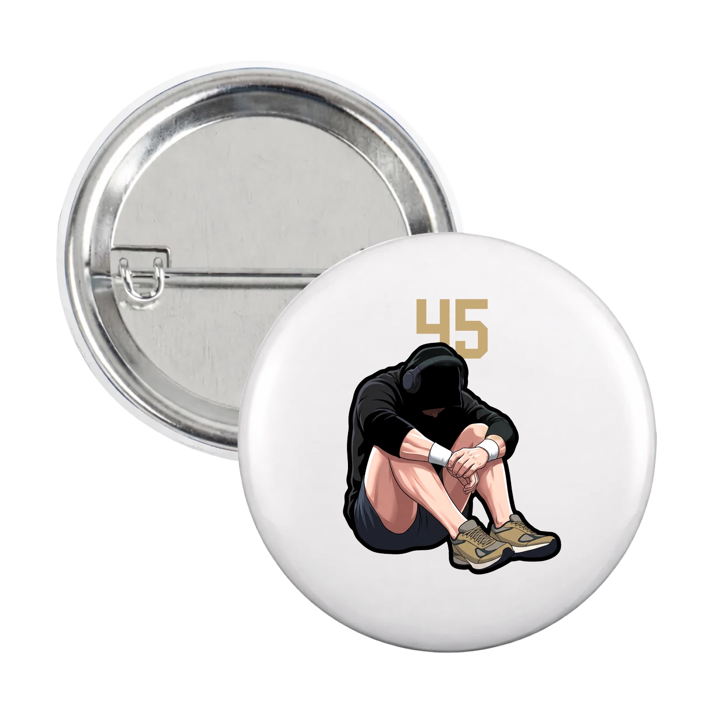 Game Day Button — Number Top in White