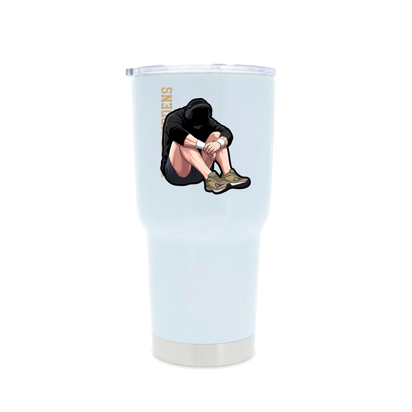 30oz Stainless Steel Tumbler — Name Vertical in White