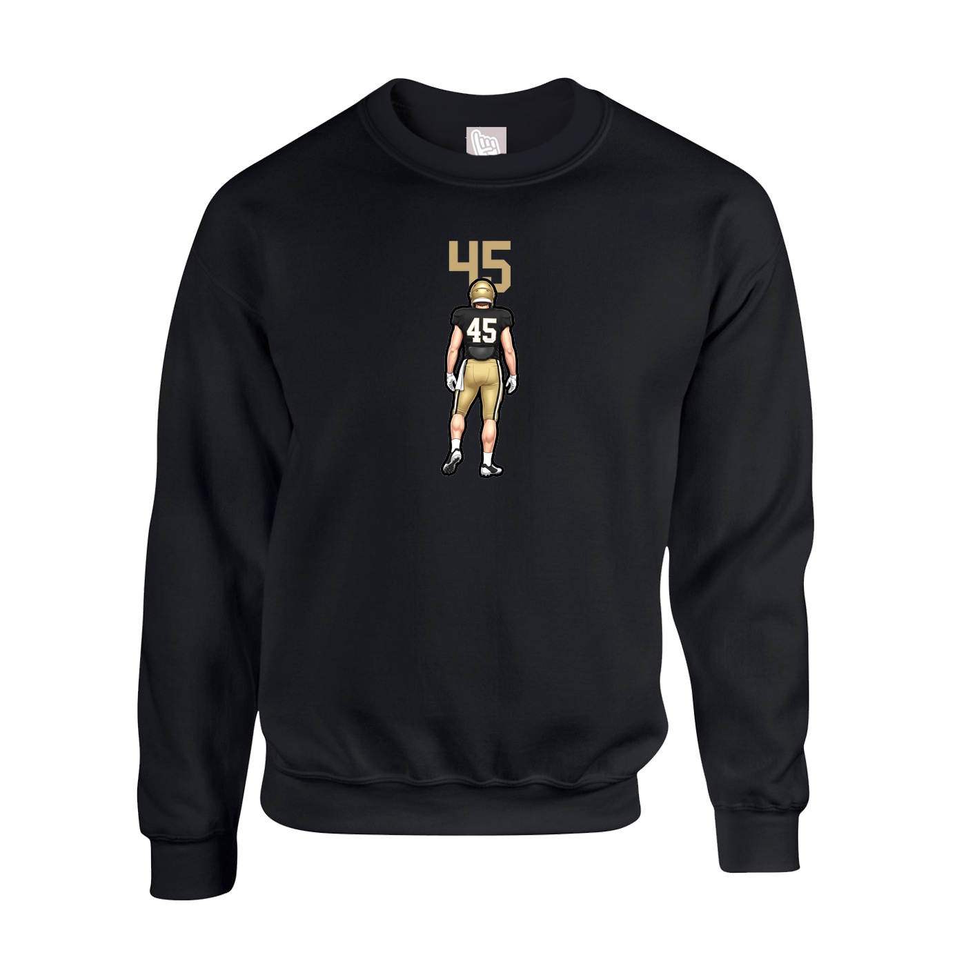 Fleece Crew — Number Top in Black