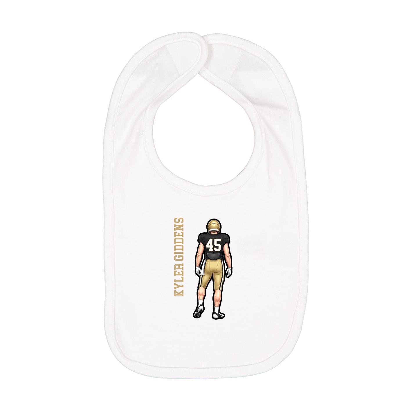 Infant Bib — Name Vertical in White