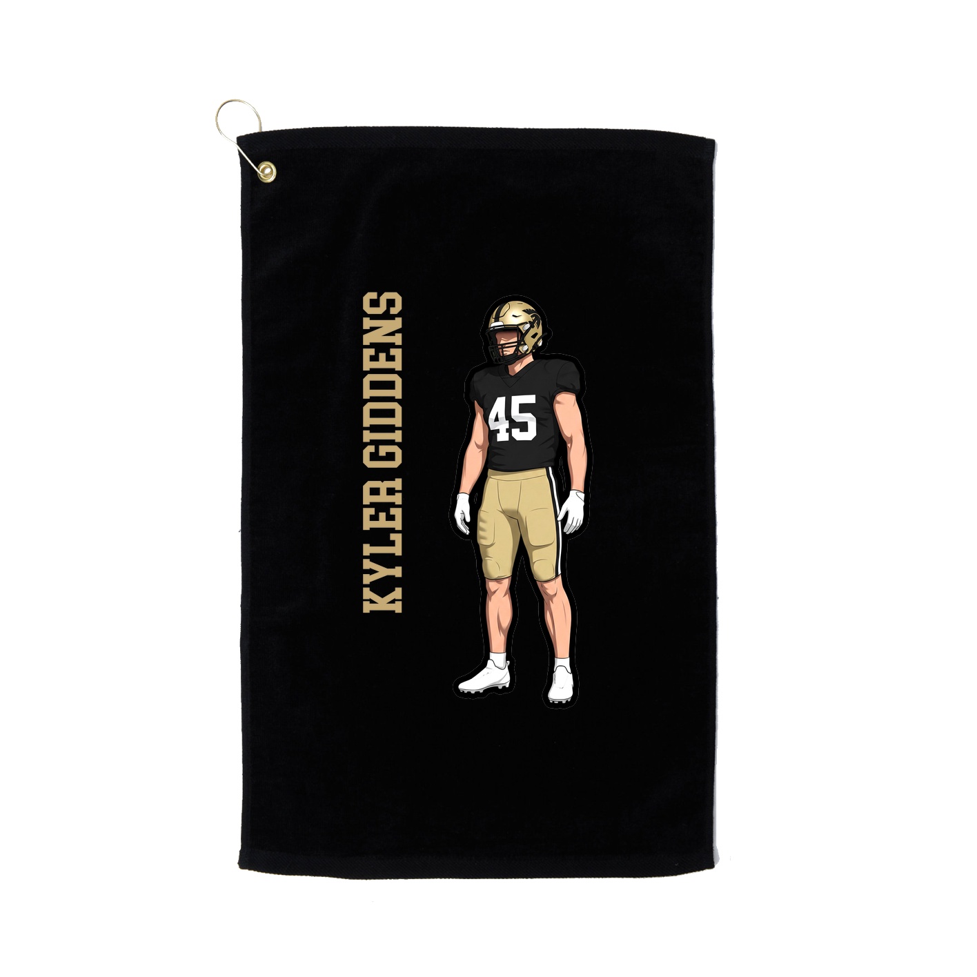 Golf Towel — Name Vertical in Black