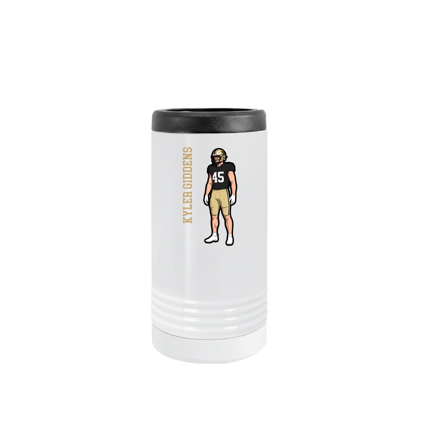 Slim Beverage Holder — Name Vertical in White