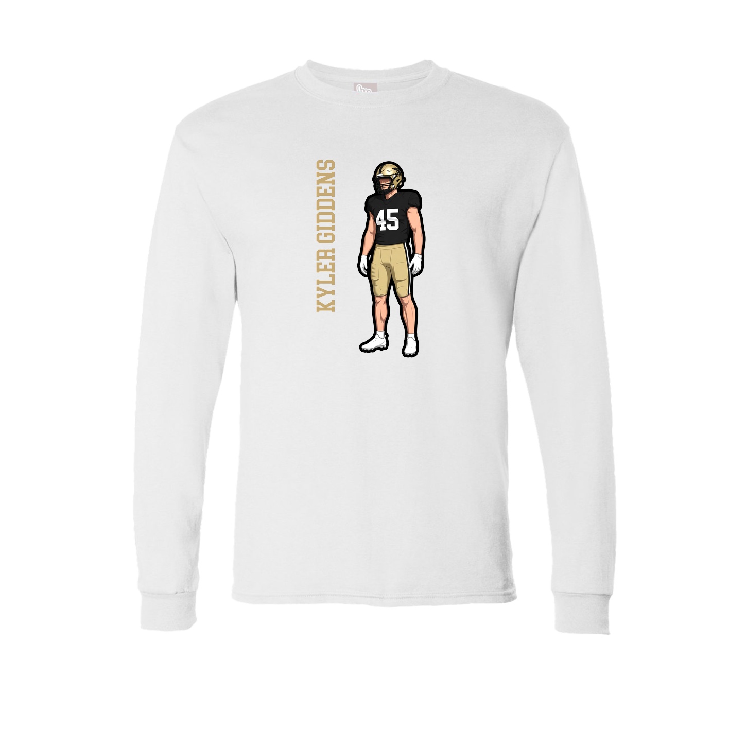 Long Sleeve Tee — Name Vertical in White
