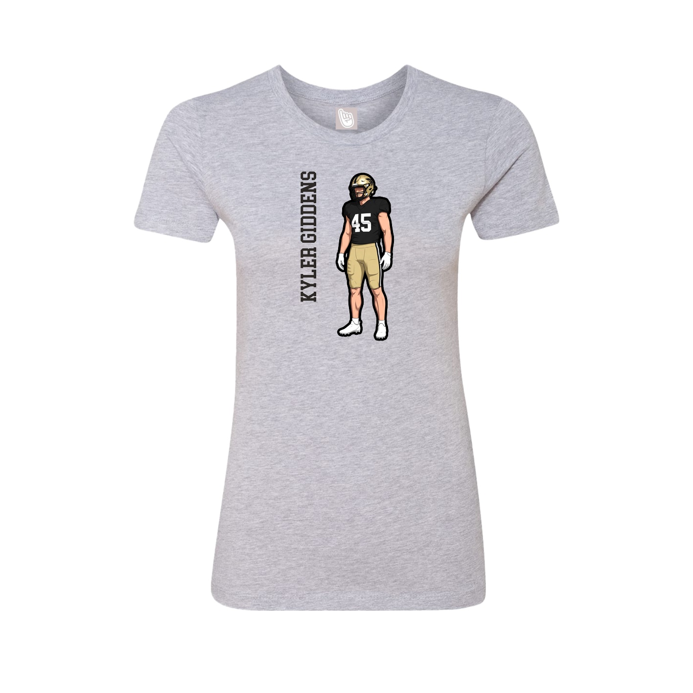 Womens Tee — Name Vertical in Grey