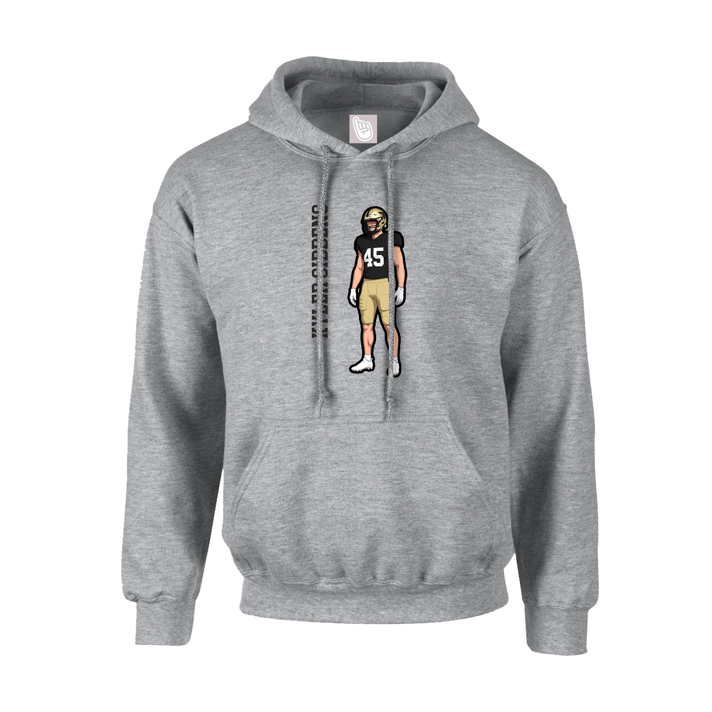 Hoodie — Name Vertical in Grey