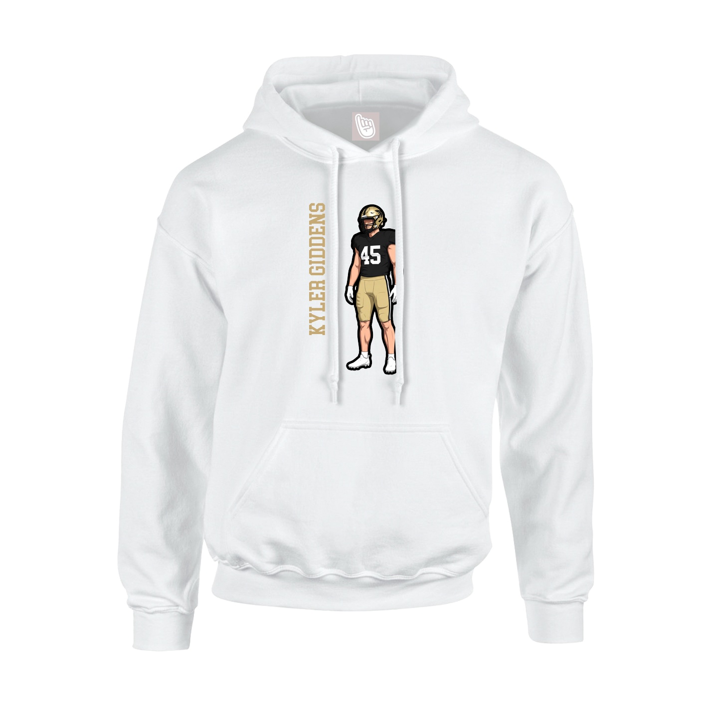 Youth Hoodie — Name Vertical in White