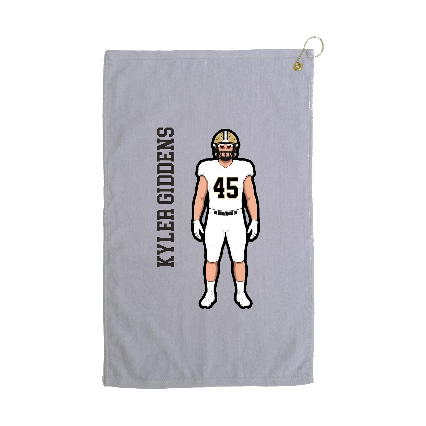 Golf Towel — Name Vertical in Grey