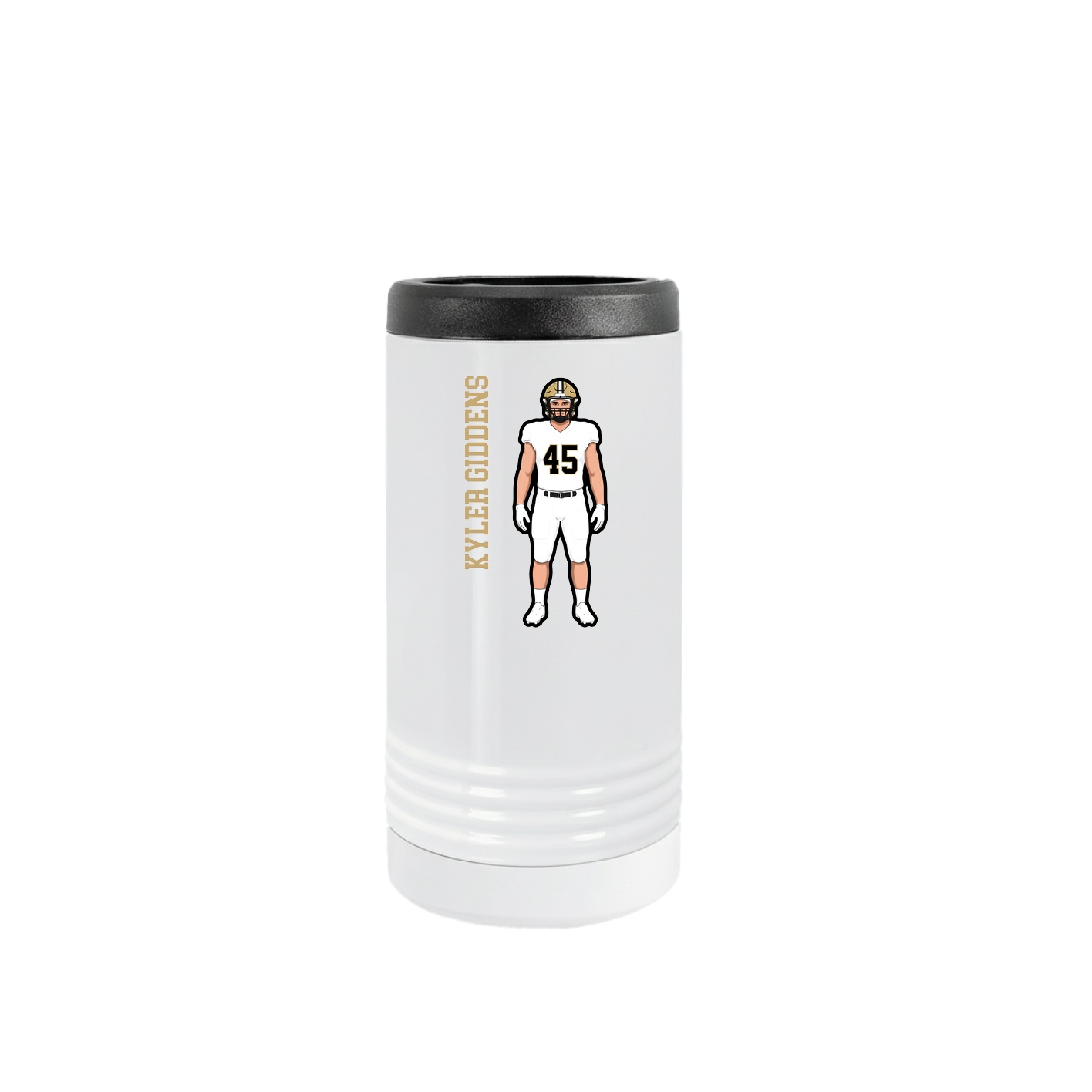 Slim Beverage Holder — Name Vertical in White