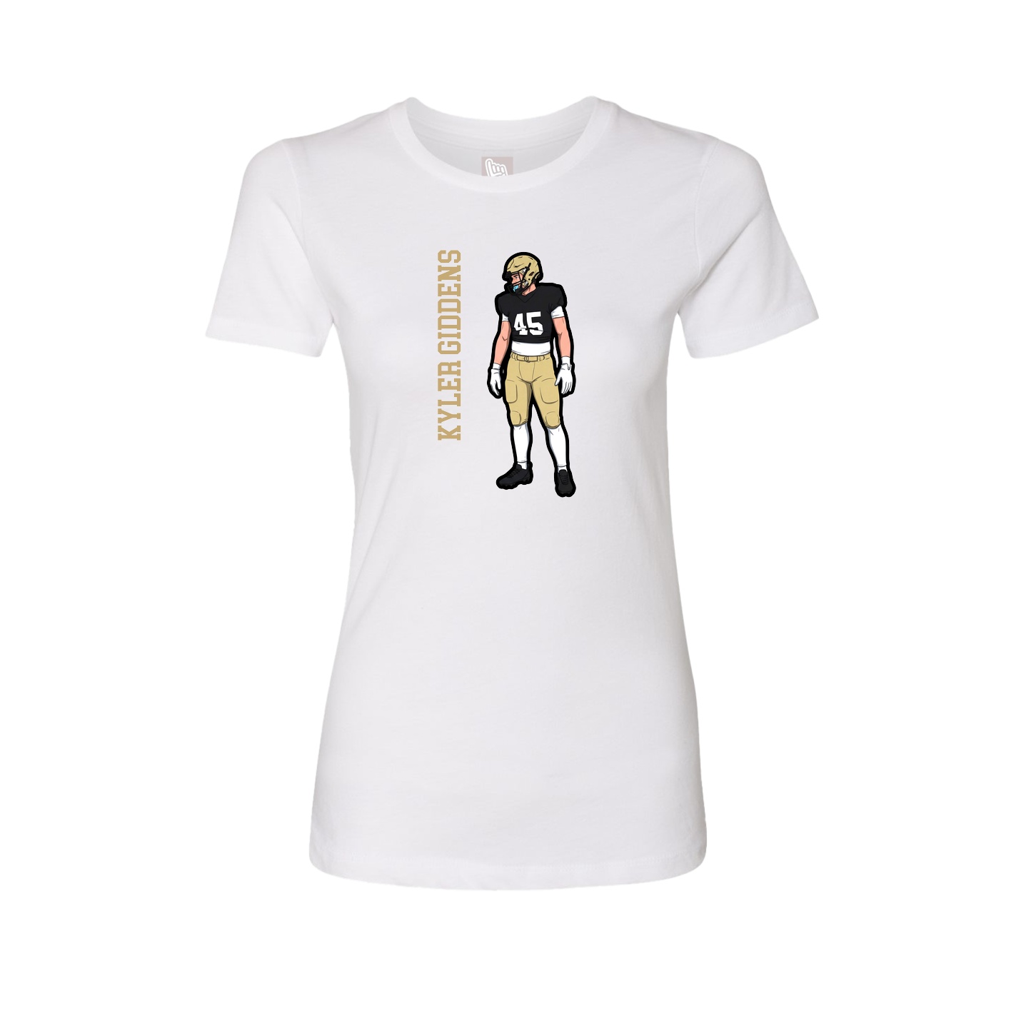 Womens Tee — Name Vertical in White