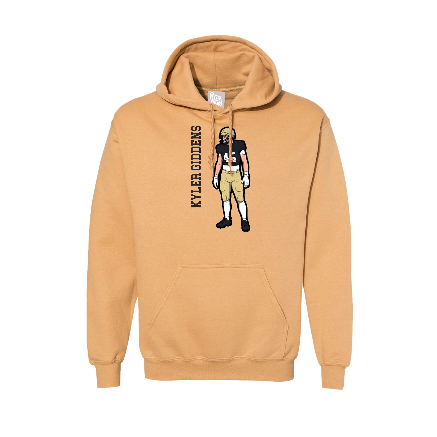 Hoodie — Name Vertical in Vegas Gold