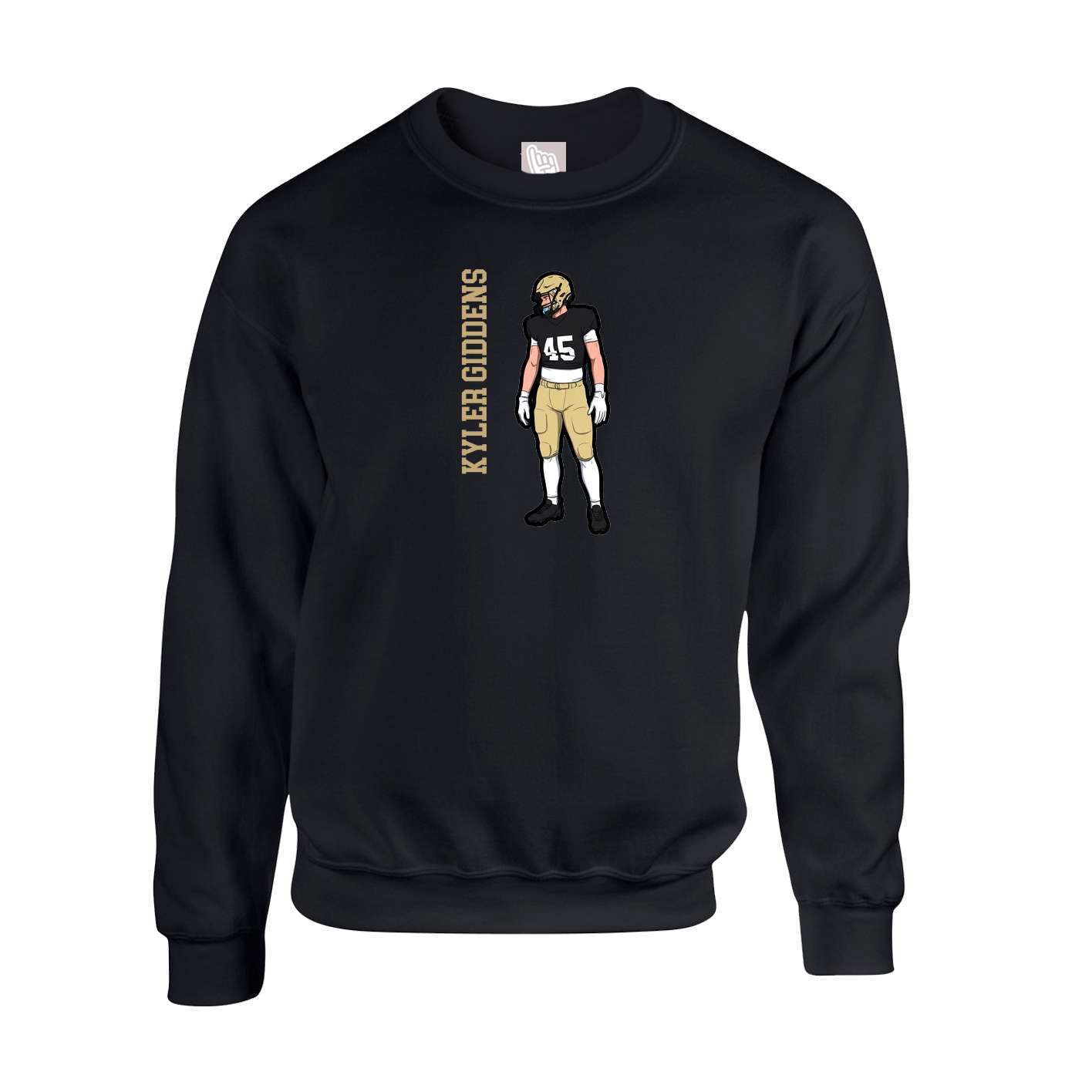Fleece Crew — Name Vertical in Black