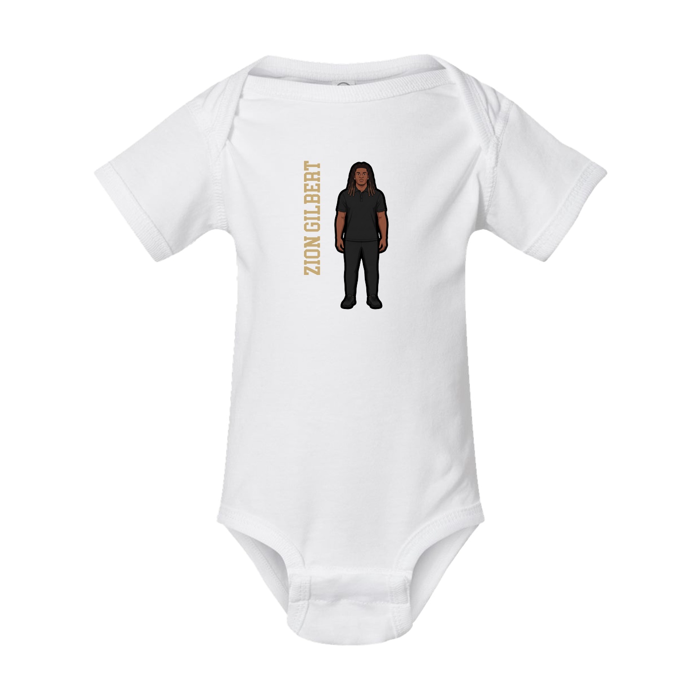Baby Onesie — Name Vertical in White
