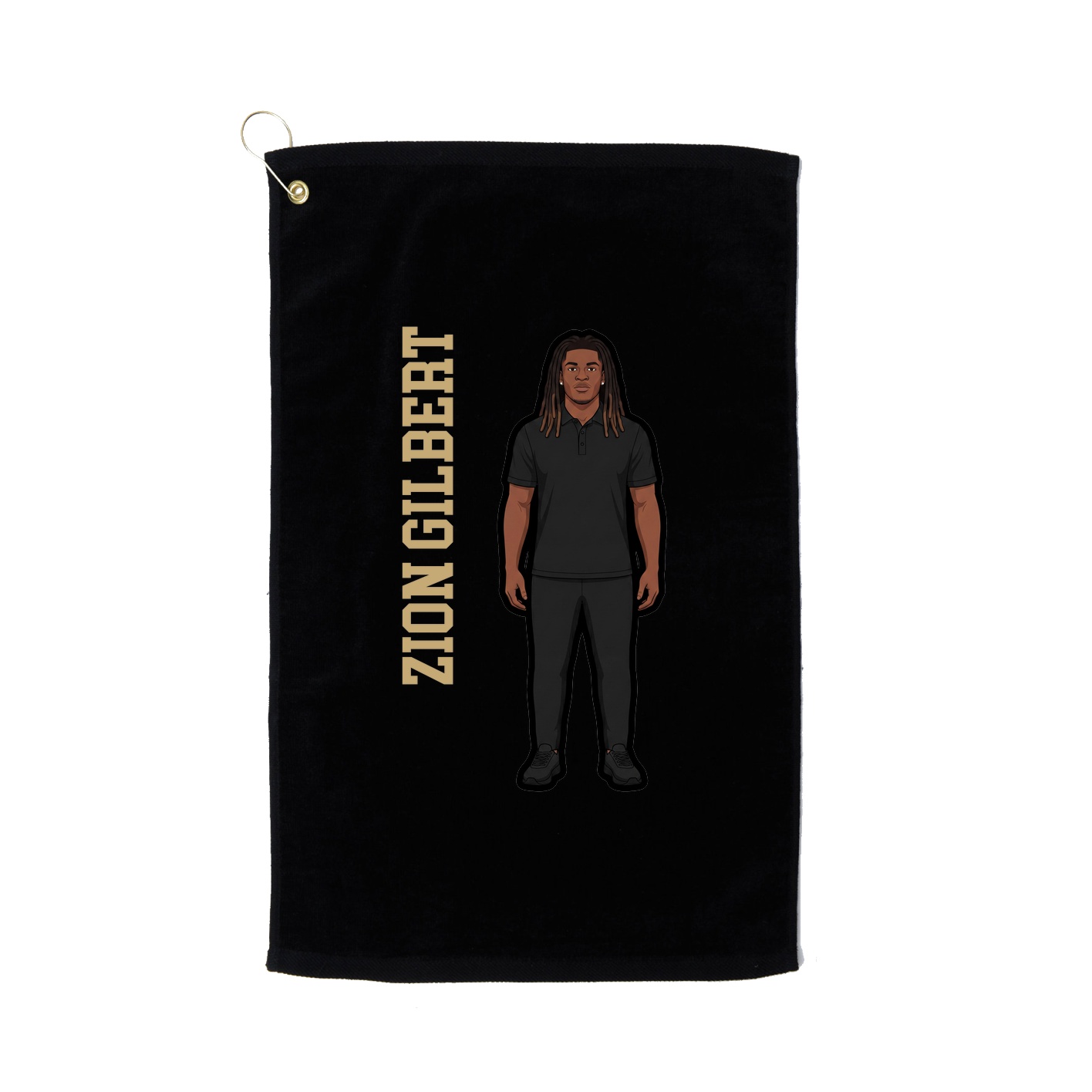 Golf Towel — Name Vertical in Black