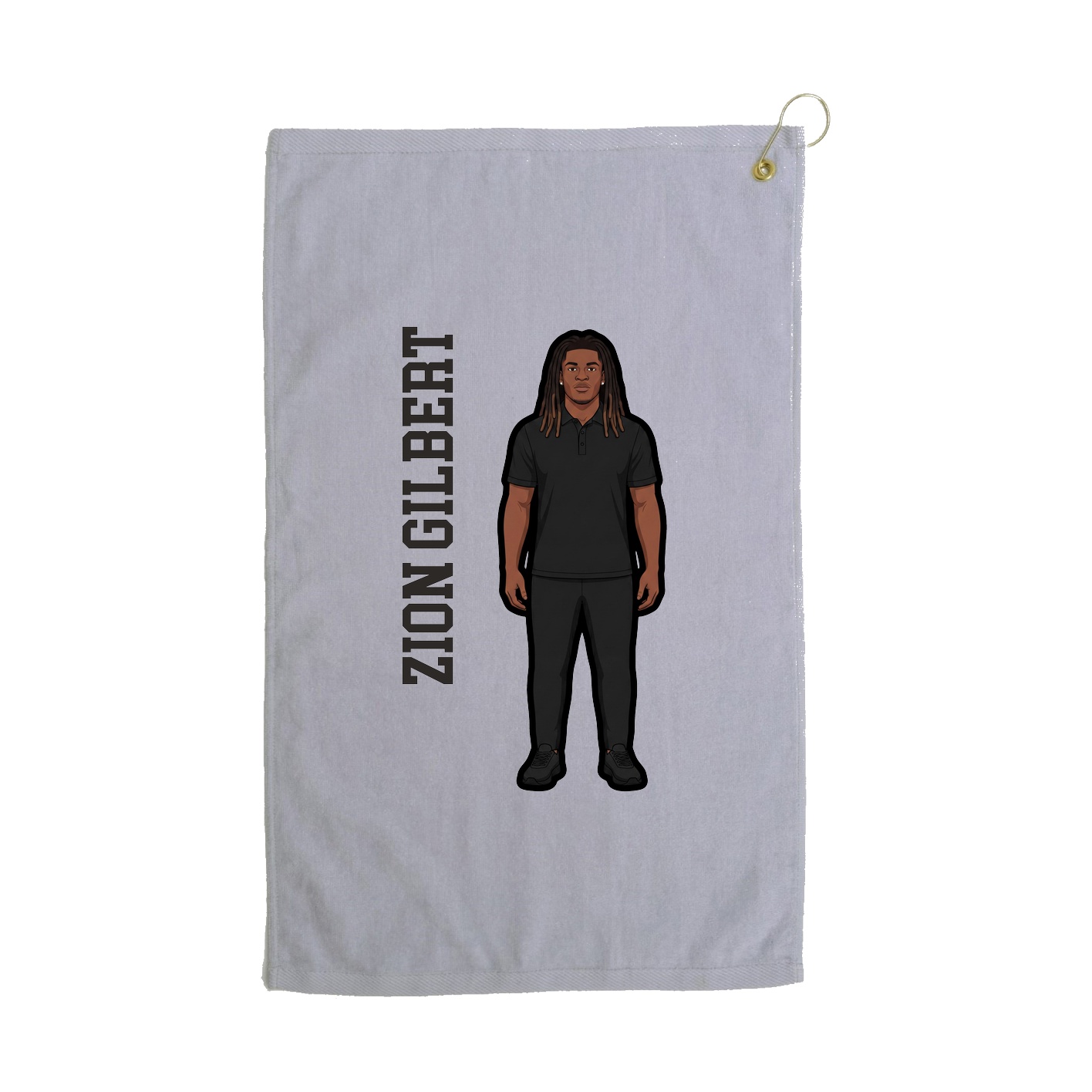 Golf Towel — Name Vertical in Grey