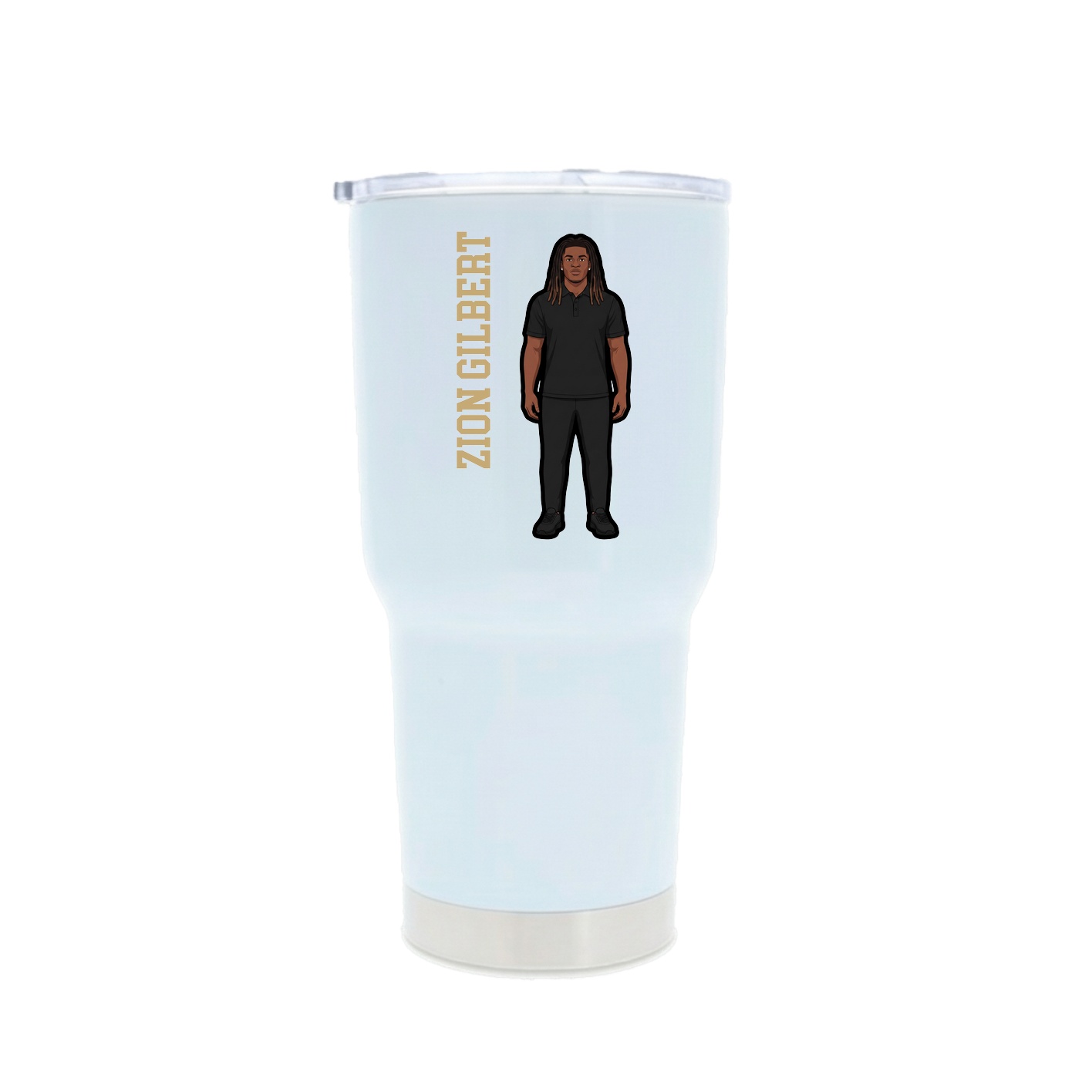 30oz Stainless Steel Tumbler — Name Vertical in White