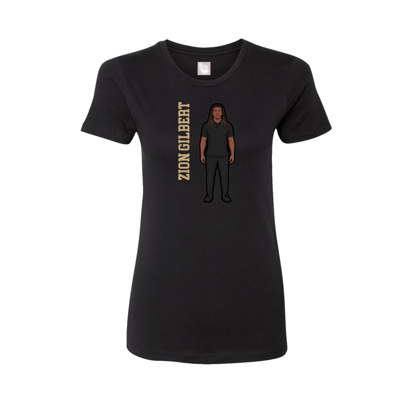 Womens Tee — Name Vertical in Black