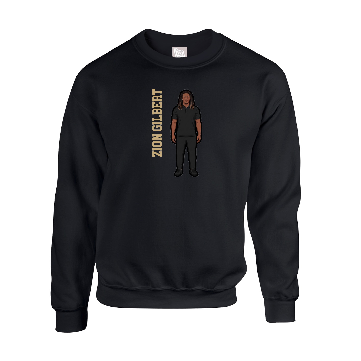 Fleece Crew — Name Vertical in Black