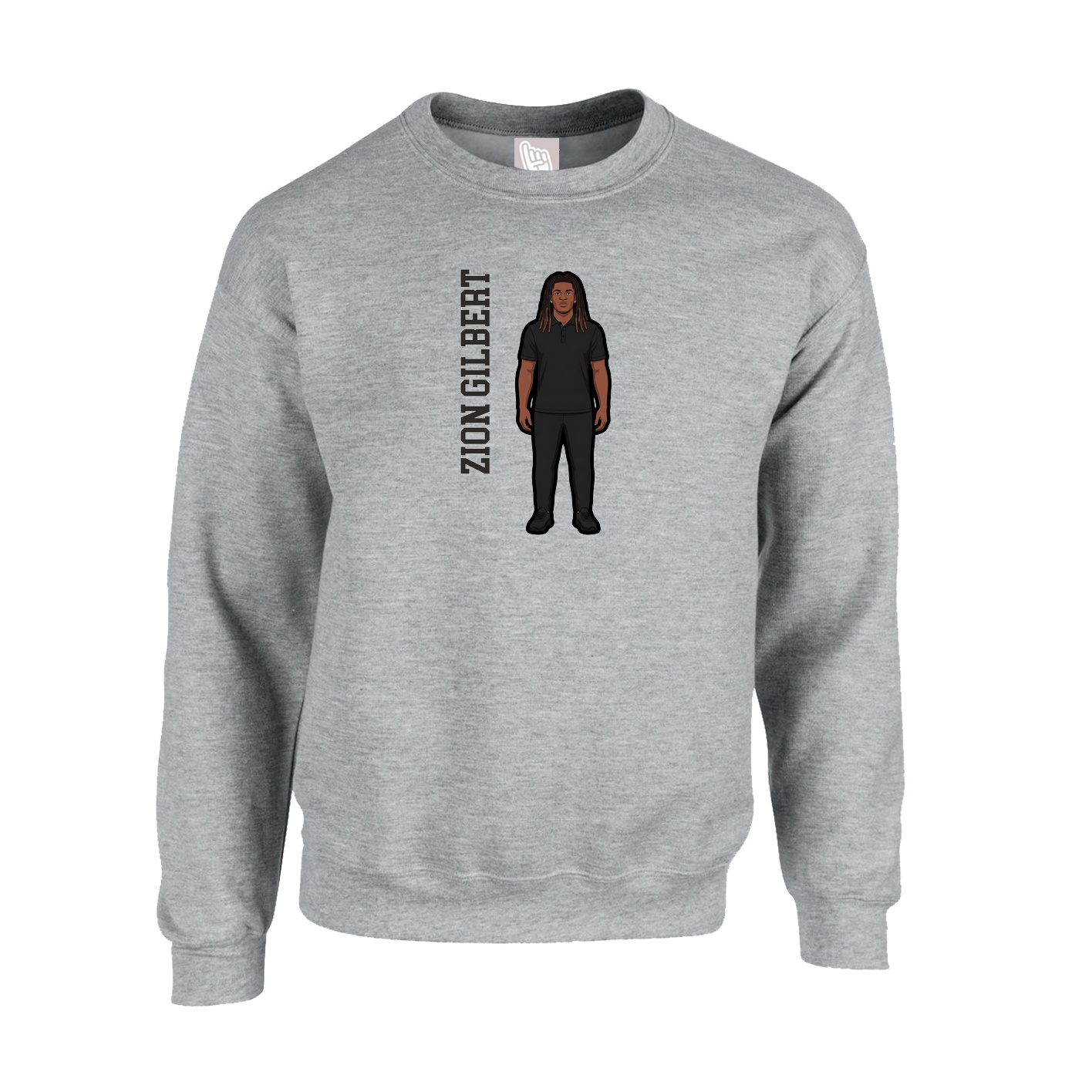 Fleece Crew — Name Vertical in Grey