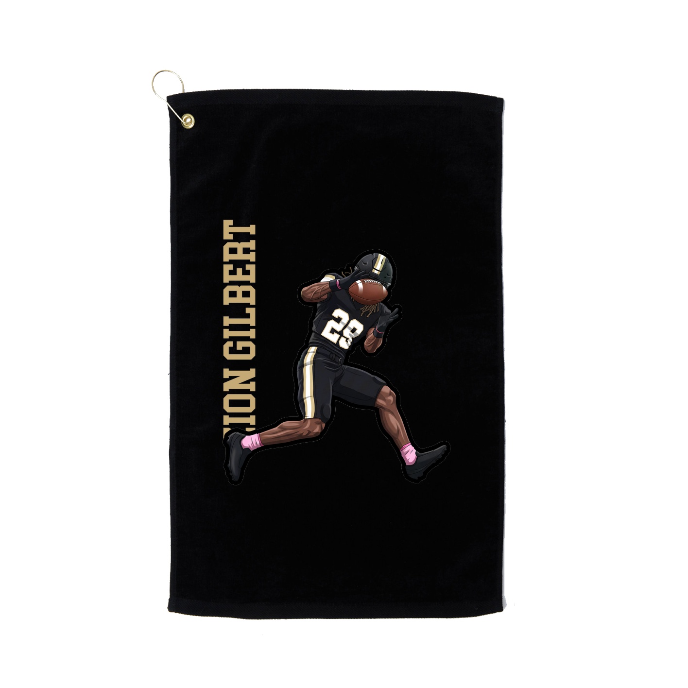 Golf Towel — Name Vertical in Black