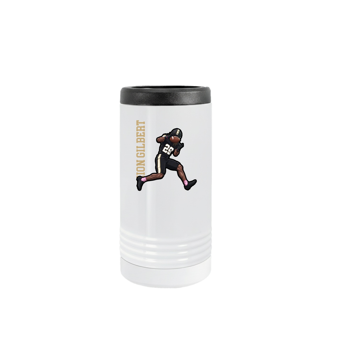 Slim Beverage Holder — Name Vertical in White