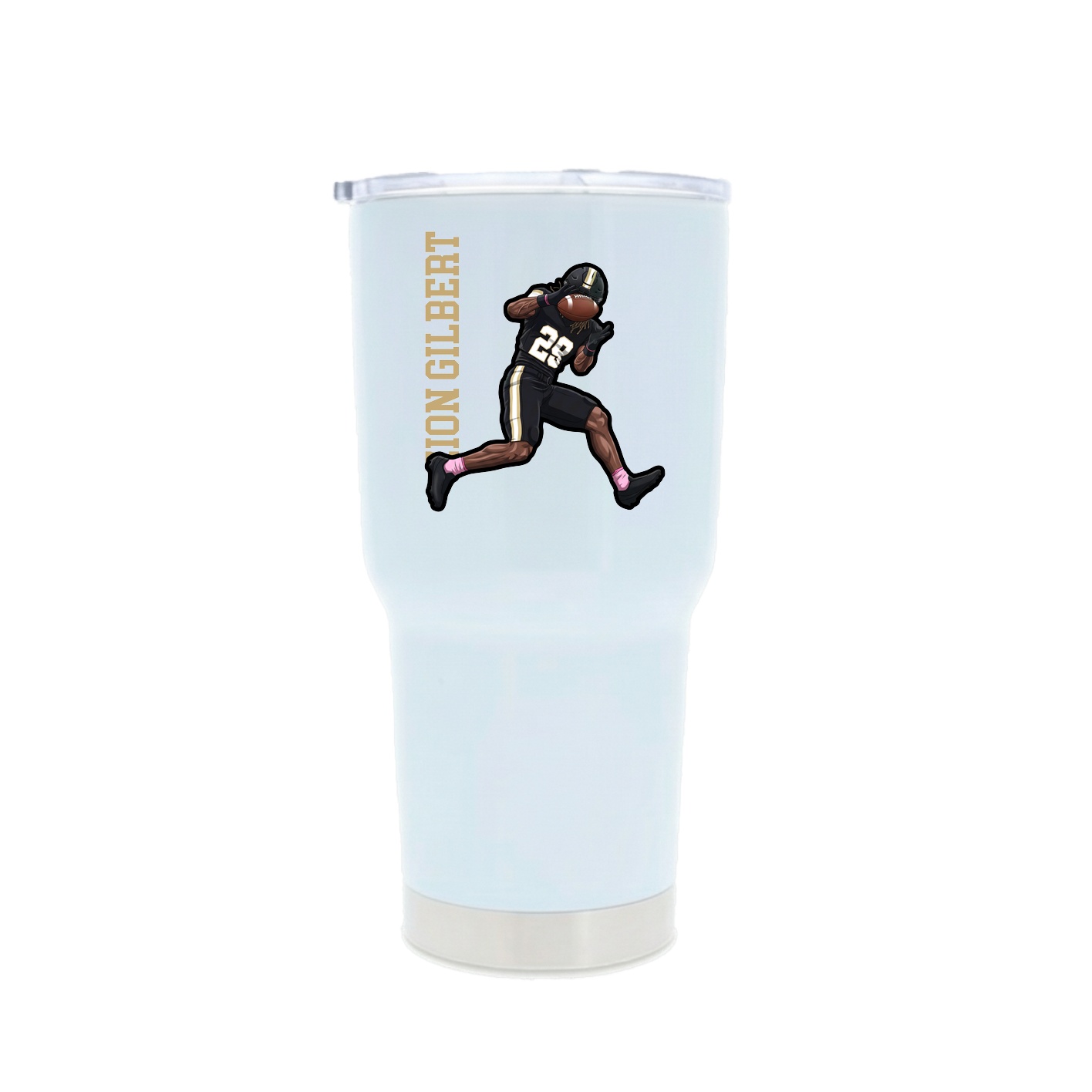 30oz Stainless Steel Tumbler — Name Vertical in White