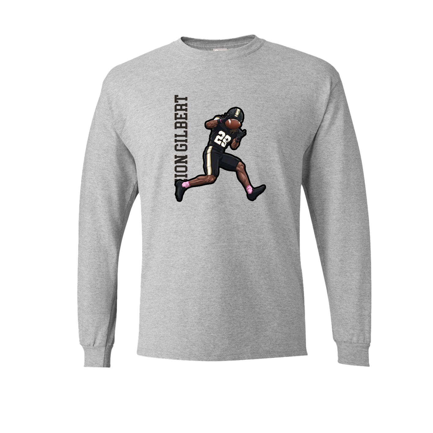 Long Sleeve Tee — Name Vertical in Grey