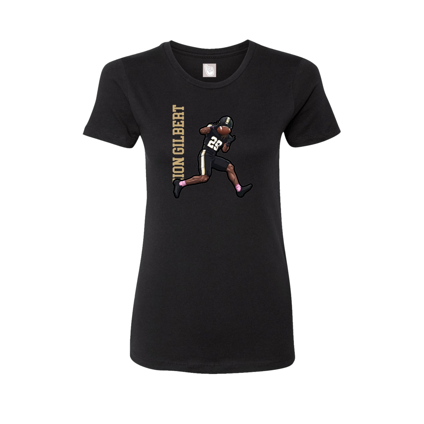 Fitted Women's Tee — Name Vertical in Black