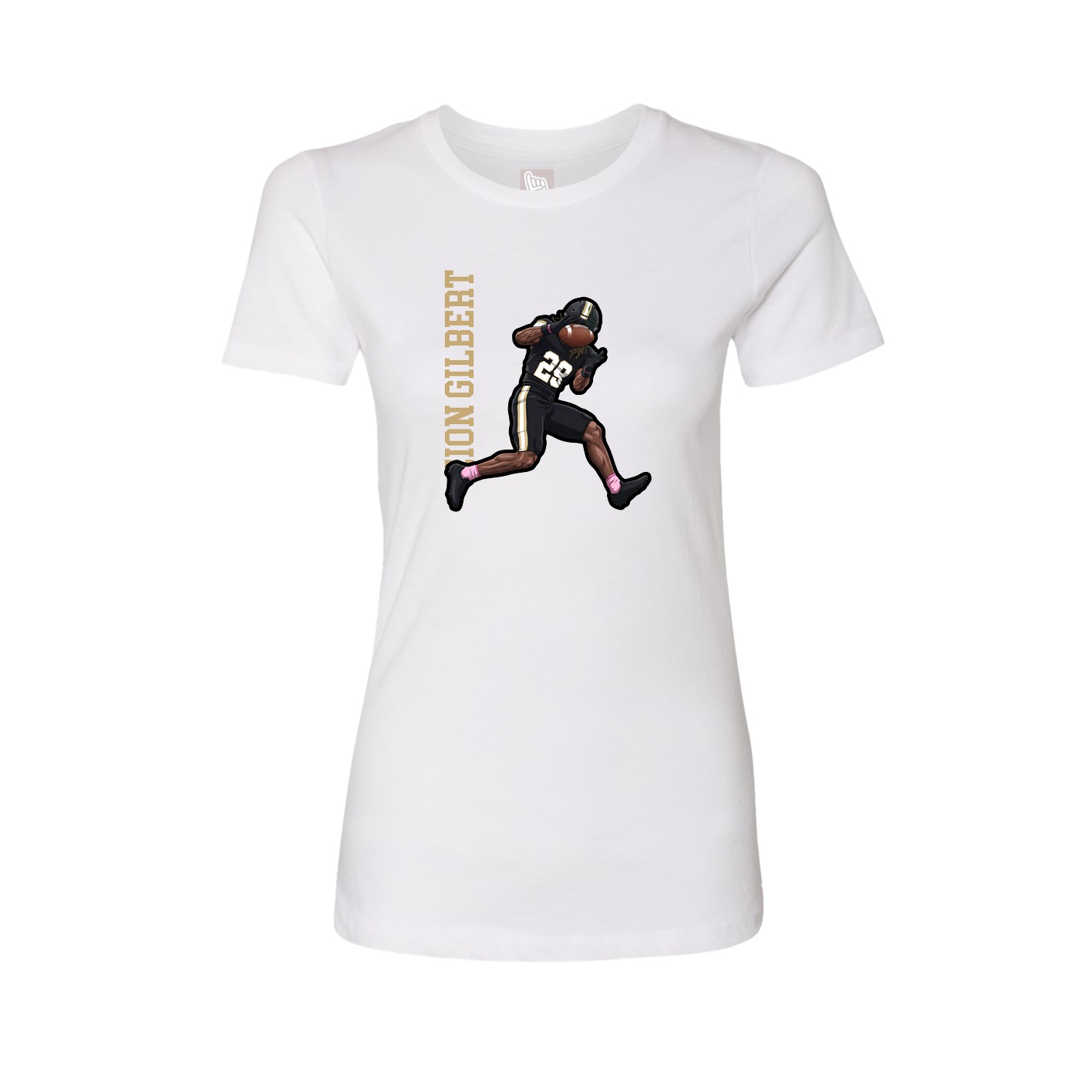 Womens Tee — Name Vertical in White