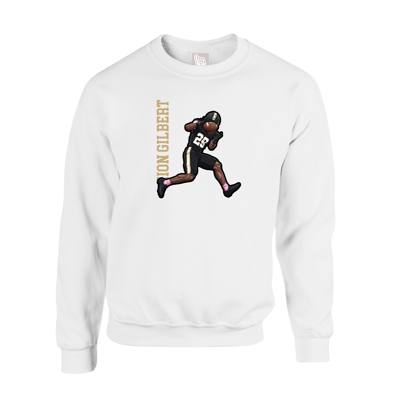 Fleece Crew — Name Vertical in White
