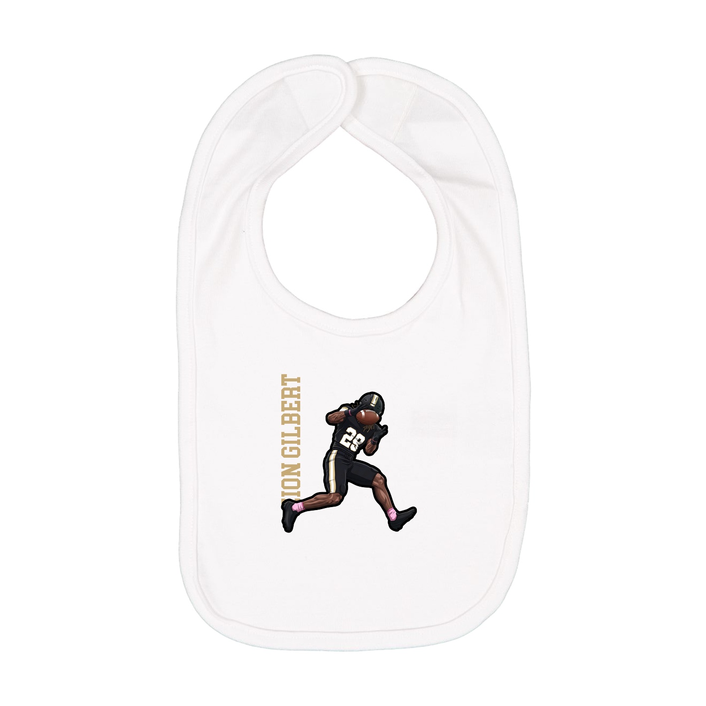 Infant Bib — Name Vertical in White