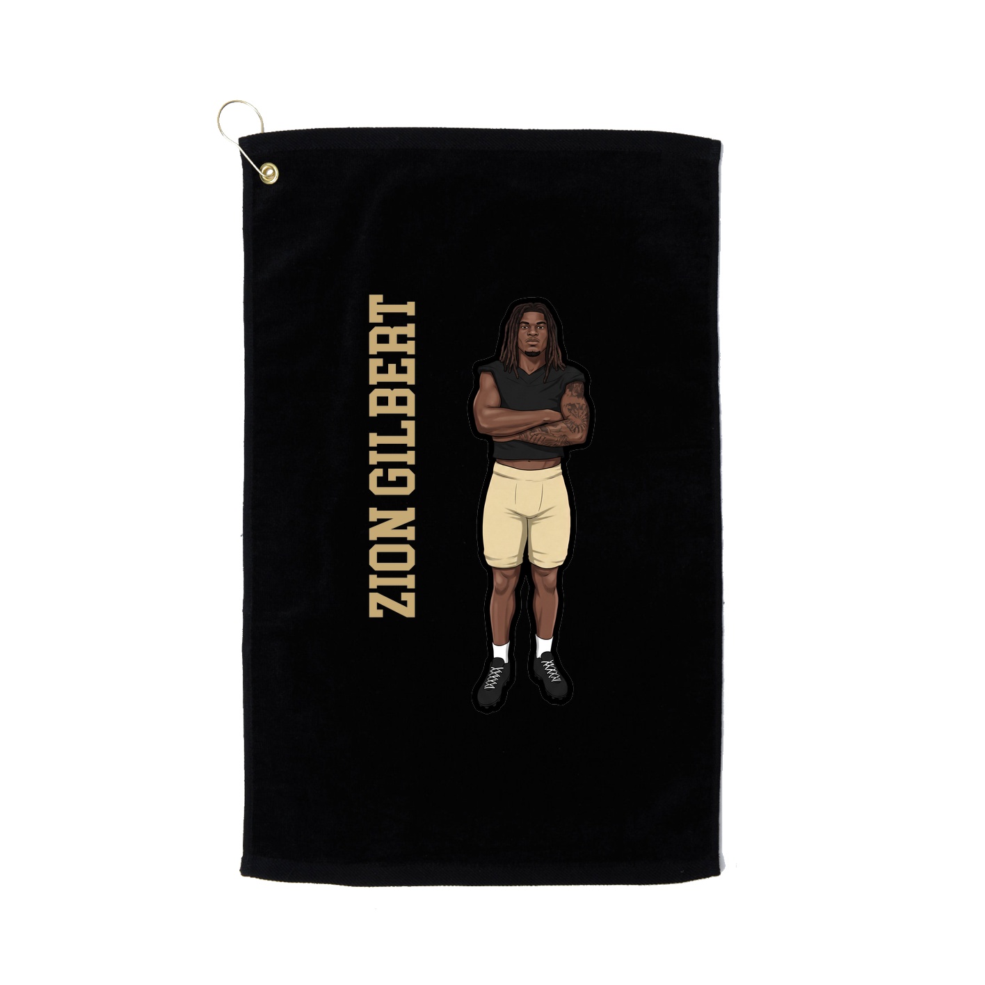 Golf Towel — Name Vertical in Black