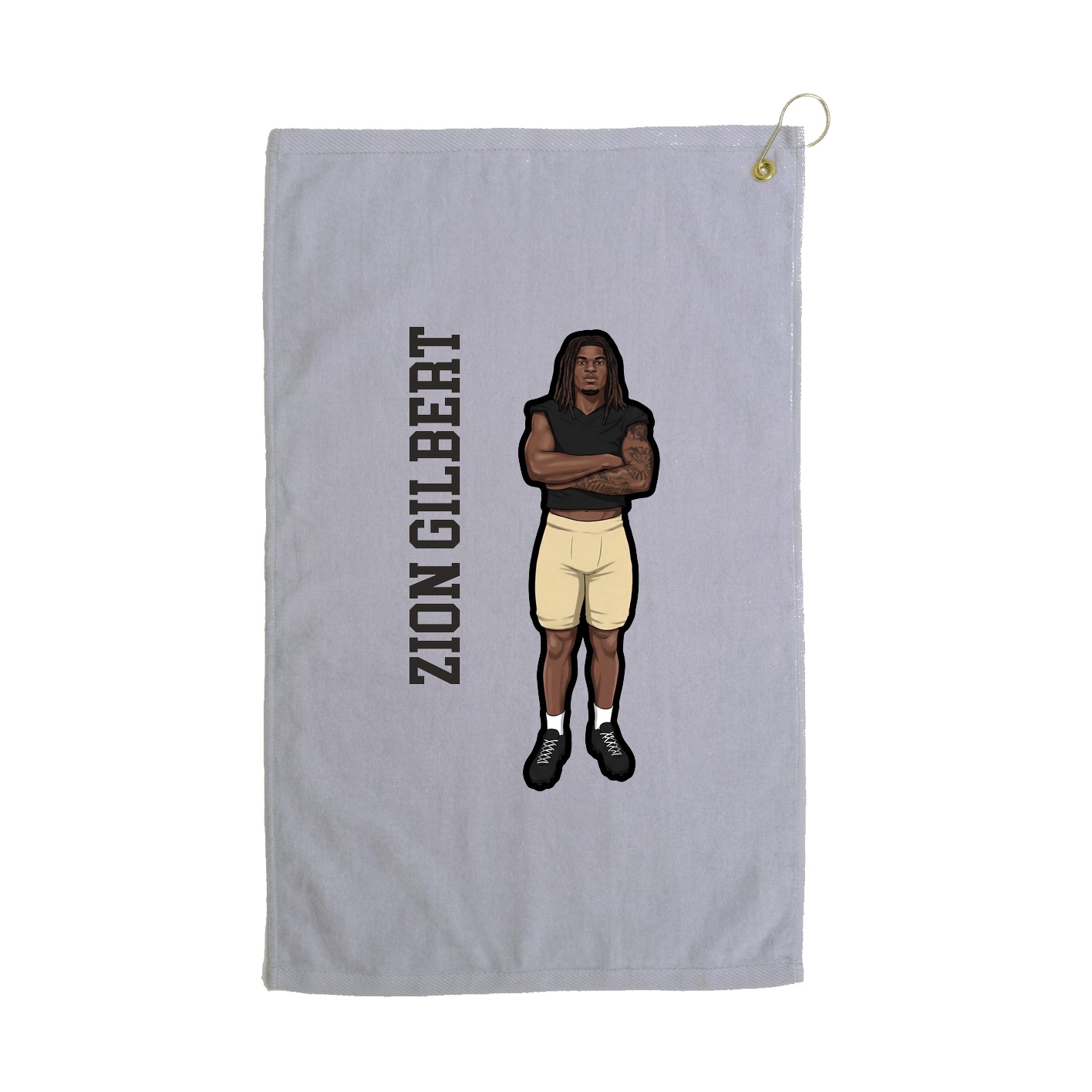 Golf Towel — Name Vertical in Grey