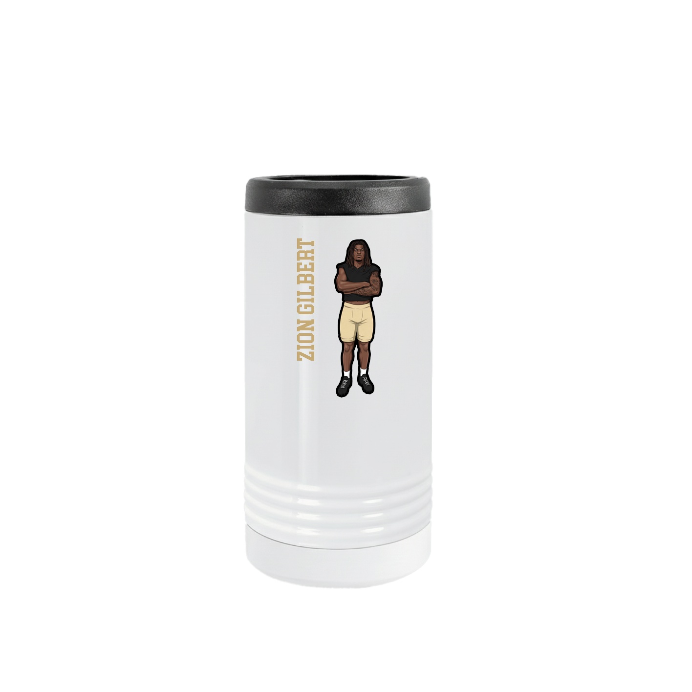 Slim Beverage Holder — Name Vertical in White